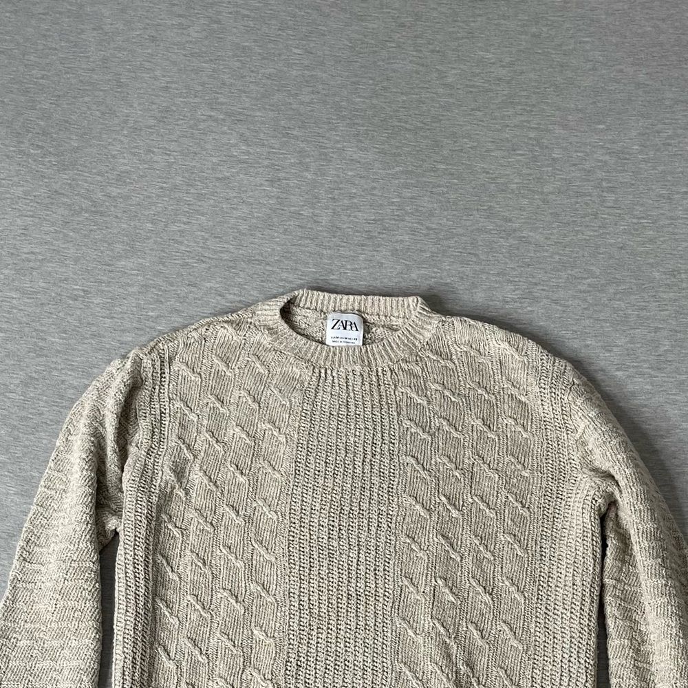 ZARA Women’s Cable Knit Pullover Crewneck Sweater - Picture 5 of 7